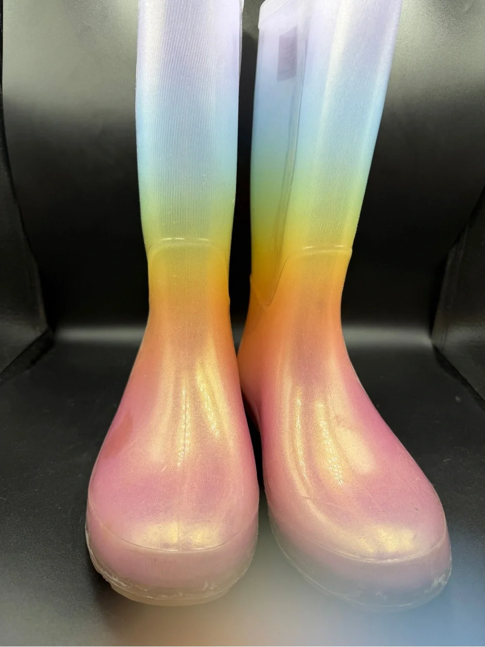 Kids Rainbow Gradient Rain Boots - Pink Multicolor